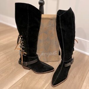 Free People Back-lace Sway Low Slouchy Boots